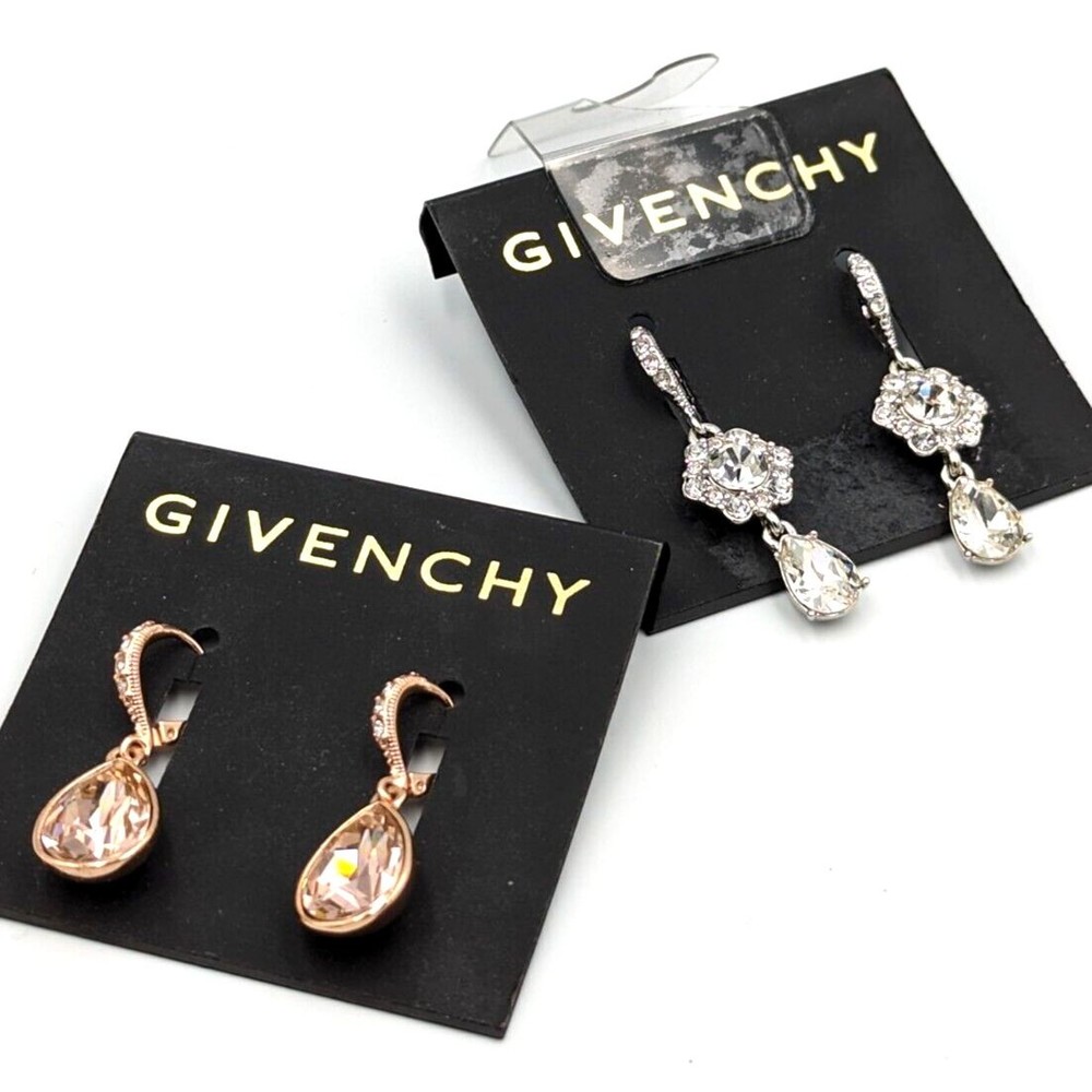 Lot Of 2 Sets of Givenchy Rose Gold And Silver Tone Dangle Earrings NWT